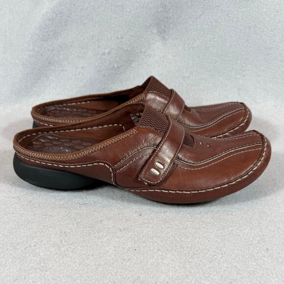 Clarks Privo Brown Leather Mules Womens Size 9M Shoes 75799 - Picture 5 of 12